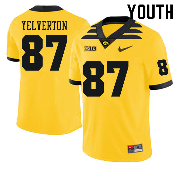Youth #87 Elijah Yelverton Iowa Hawkeyes College Football Jerseys Sale-Gold - Click Image to Close